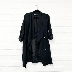 Zara Black Trench TSyle Open Jacket